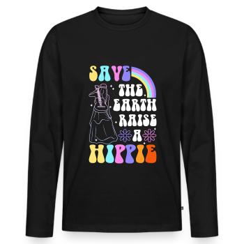 Save The Earth Raise A Hippie - Männer Premium Bio Langarmshirt - Schwarz - Vorne - Nico (187cm)