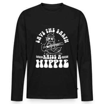 Save The Earth Raise A Hippie - Männer Premium Bio Langarmshirt - Schwarz - Vorne - Nico (187cm)
