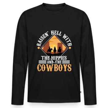 Raisin' Hell With The Hippies And The Cowboys - T-shirt manches longues Premium bio Homme - noir - Devant - Nico (187cm)