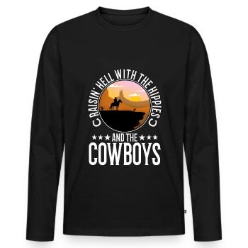 Raisin' Hell With The Hippies And The Cowboys - Männer Premium Bio Langarmshirt - Schwarz - Vorne - Nico (187cm)