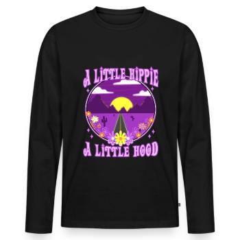 Un peu hippie Un petit capot - T-shirt manches longues Premium bio Homme - noir - Devant - Nico (187cm)