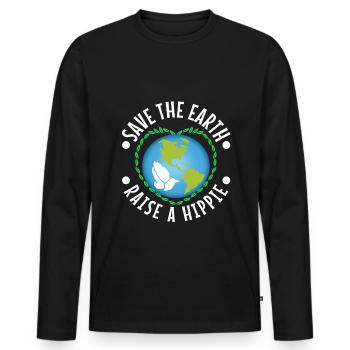 Un peu hippie Un petit capot - T-shirt manches longues Premium bio Homme - noir - Devant - Nico (187cm)