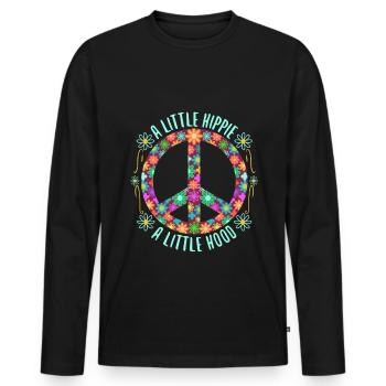 Un peu hippie Un petit capot - T-shirt manches longues Premium bio Homme - noir - Devant - Nico (187cm)