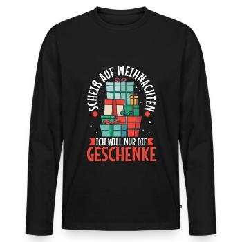 Scheiß auf Weihnachten ich will nur die Geschenke - Männer Premium Bio Langarmshirt - Schwarz - Vorne - Nico (187cm)