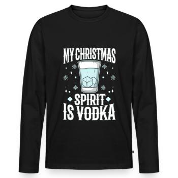 Mon de Noël est la vodka - T-shirt manches longues Premium bio Homme - noir - Devant - Nico (187cm)