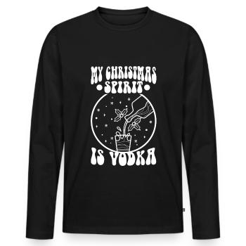 Mon de Noël est la vodka - T-shirt manches longues Premium bio Homme - noir - Devant - Nico (187cm)