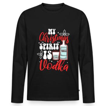 Mon de Noël est la vodka - T-shirt manches longues Premium bio Homme - noir - Devant - Nico (187cm)