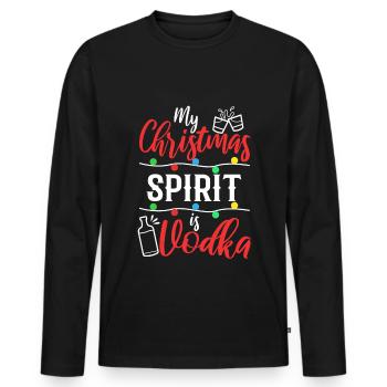 Mon de Noël est la vodka - T-shirt manches longues Premium bio Homme - noir - Devant - Nico (187cm)