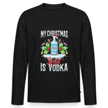 Mon de Noël est la vodka - T-shirt manches longues Premium bio Homme - noir - Devant - Nico (187cm)