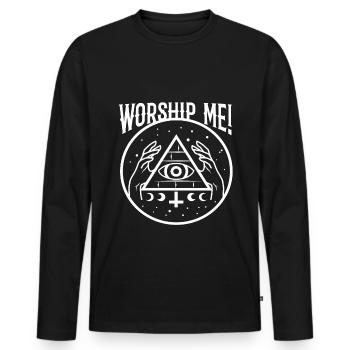 Worship me - Männer Premium Bio Langarmshirt - Schwarz - Vorne - Nico (187cm)