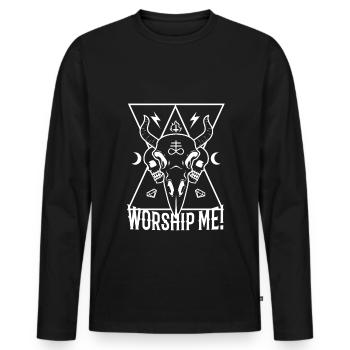 Worship me - Männer Premium Bio Langarmshirt - Schwarz - Vorne - Nico (187cm)