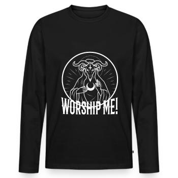 Worship me - Männer Premium Bio Langarmshirt - Schwarz - Vorne - Nico (187cm)