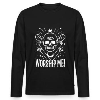 Worship me - Männer Premium Bio Langarmshirt - Schwarz - Vorne - Nico (187cm)
