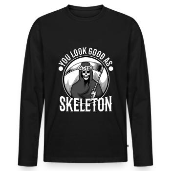 You look good as skeleton - Men's Premium Organic Long Sleeve Shirt - black - Front - Nico (187cm)