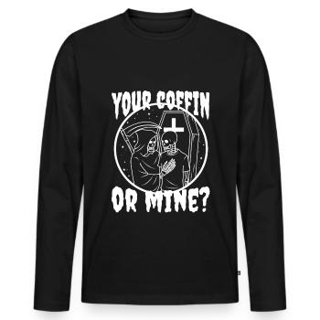 Votre cercueil ou le mien ? - T-shirt manches longues Premium bio Homme - noir - Devant - Nico (187cm)