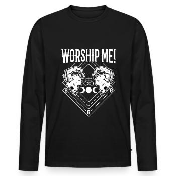 Worship me - Männer Premium Bio Langarmshirt - Schwarz - Vorne - Nico (187cm)