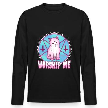Worship me - Männer Premium Bio Langarmshirt - Schwarz - Vorne - Nico (187cm)