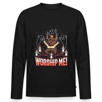 Worship me - Männer Premium Bio Langarmshirt - Schwarz - Vorne - Nico (187cm)