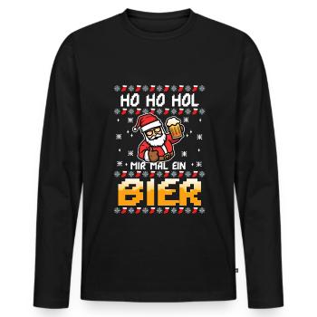 Ho Ho Hol mir mal ein Bier - Männer Premium Bio Langarmshirt - Schwarz - Vorne - Nico (187cm)