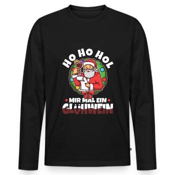 Ho Ho Hol mir mal ein Glühwein - Männer Premium Bio Langarmshirt - Schwarz - Vorne - Nico (187cm)