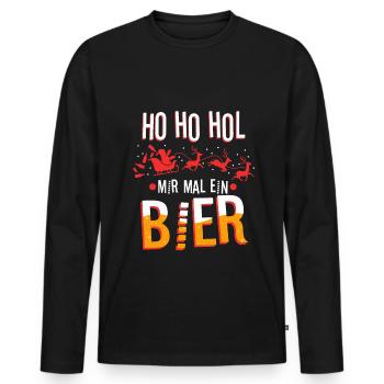 Ho Ho Hol mir mal ein Bier - Männer Premium Bio Langarmshirt - Schwarz - Vorne - Nico (187cm)