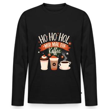 Ho Ho Hol mir mal ein Kaffee - Männer Premium Bio Langarmshirt - Schwarz - Vorne - Nico (187cm)