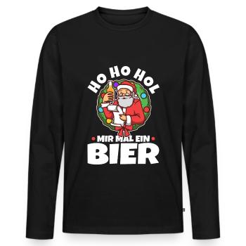 Ho Ho Hol mir mal ein Bier - Männer Premium Bio Langarmshirt - Schwarz - Vorne - Nico (187cm)