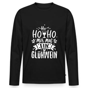 Ho Ho Hol mir mal ein Glühwein - Männer Premium Bio Langarmshirt - Schwarz - Vorne - Nico (187cm)