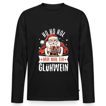 Ho Ho Hol mir mal ein Glühwein - Männer Premium Bio Langarmshirt - Schwarz - Vorne - Nico (187cm)