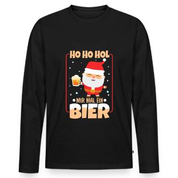 Ho Ho Hol mir mal ein Bier - Männer Premium Bio Langarmshirt - Schwarz - Vorne - Nico (187cm)