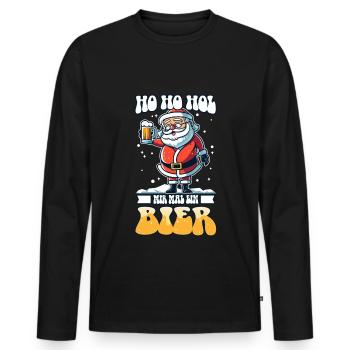 Ho Ho Hol mir mal ein Bier - Männer Premium Bio Langarmshirt - Schwarz - Vorne - Nico (187cm)