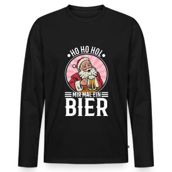 Ho Ho Hol mir mal ein Bier - Männer Premium Bio Langarmshirt - Schwarz - Vorne - Nico (187cm)