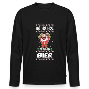 Ho Ho Hol mir mal ein Bier - Männer Premium Bio Langarmshirt - Schwarz - Vorne - Nico (187cm)