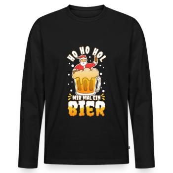 Ho Ho Hol mir mal ein Bier - Männer Premium Bio Langarmshirt - Schwarz - Vorne - Nico (187cm)