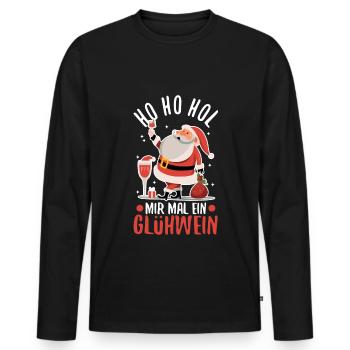 Ho Ho Hol mir mal ein Glühwein - Männer Premium Bio Langarmshirt - Schwarz - Vorne - Nico (187cm)