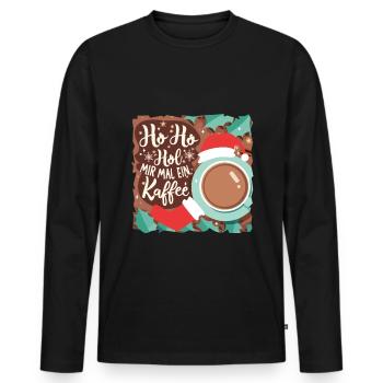 Ho Ho Hol mir mal ein Kaffee - Männer Premium Bio Langarmshirt - Schwarz - Vorne - Nico (187cm)