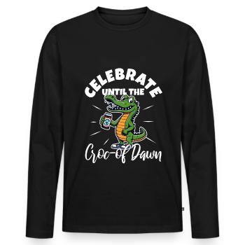 Faites la fête jusqu’à l’aube - T-shirt manches longues Premium bio Homme - noir - Devant - Nico (187cm)