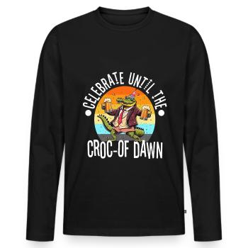 Faites la fête jusqu’à l’aube - T-shirt manches longues Premium bio Homme - noir - Devant - Nico (187cm)