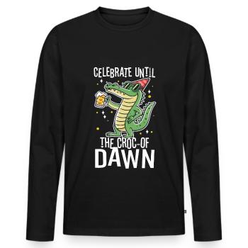 Faites la fête jusqu’à l’aube - T-shirt manches longues Premium bio Homme - noir - Devant - Nico (187cm)