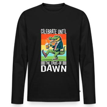 Faites la fête jusqu’à l’aube - T-shirt manches longues Premium bio Homme - noir - Devant - Nico (187cm)