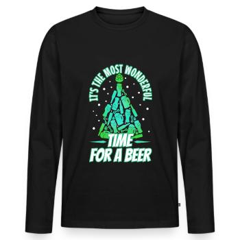 It's the most Wonderful time for a Beer - Men's Premium Organic Long Sleeve Shirt - black - Front - Nico (187cm)