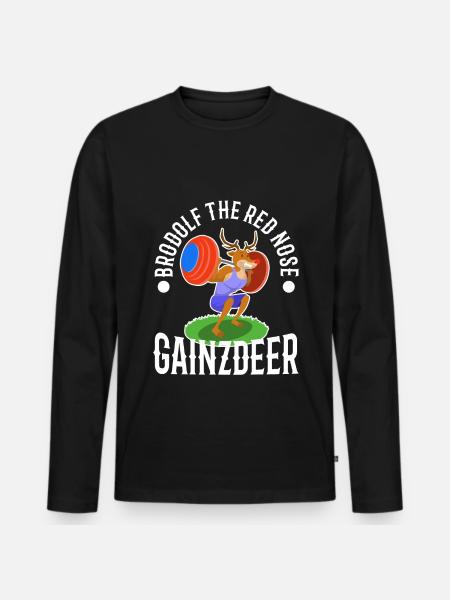 Brodolf The Red Nose Gainzdeer - Men's Premium Organic Long Sleeve Shirt - black