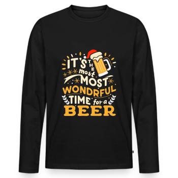 It's the most Wonderful time for a Beer - Men's Premium Organic Long Sleeve Shirt - black - Front - Nico (187cm)