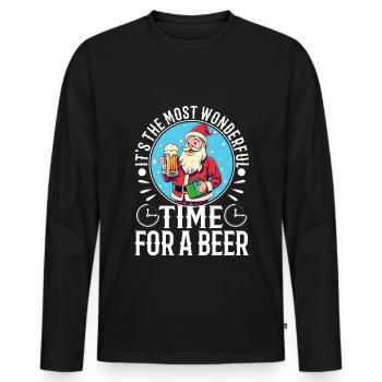 It's the most Wonderful time for a Beer - Men's Premium Organic Long Sleeve Shirt - black - Front - Nico (187cm)