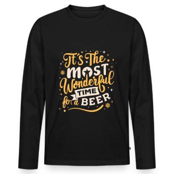 It's the most Wonderful time for a Beer - Men's Premium Organic Long Sleeve Shirt - black - Front - Nico (187cm)