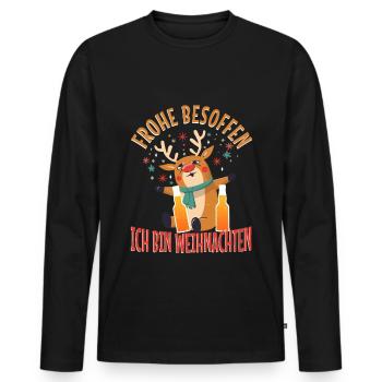 Frohe besoffen ich bin Weihnachten - Männer Premium Bio Langarmshirt - Schwarz - Vorne - Nico (187cm)