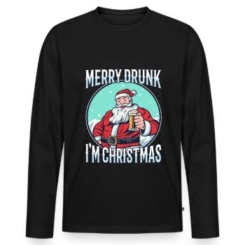 Frohe besoffen ich bin Weihnachten - Männer Premium Bio Langarmshirt - Schwarz - Vorne - Nico (187cm)
