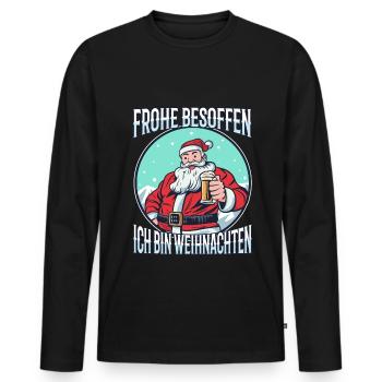 Frohe besoffen ich bin Weihnachten - Männer Premium Bio Langarmshirt - Schwarz - Vorne - Nico (187cm)
