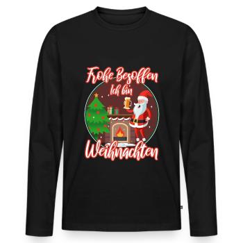 Frohe besoffen ich bin Weihnachten - Männer Premium Bio Langarmshirt - Schwarz - Vorne - Nico (187cm)