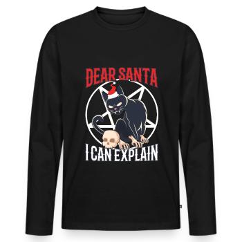 Dear santa i can explain - Männer Premium Bio Langarmshirt - Schwarz - Vorne - Nico (187cm)